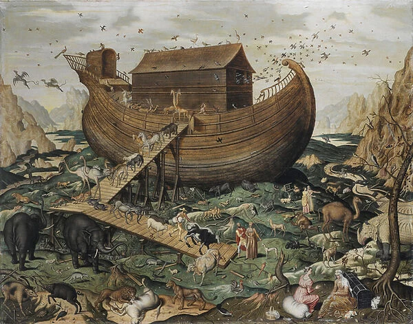 Noahs Ark on Mount Ararat, 1570 (oil on panel)