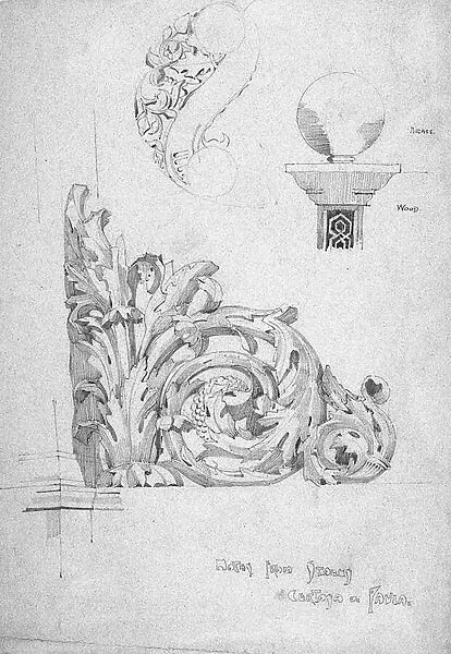 Notes from Itally [sic], Certosa di Pavia, 1891 (Pencil on blue paper)