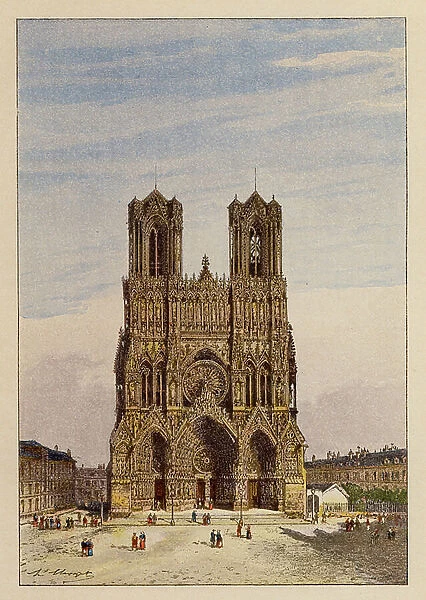 Notre-Dame De Reims (colour litho)