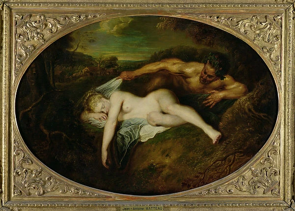 Nymph and Satyr, or Jupiter and Antiope, 1715 (oil on canvas)