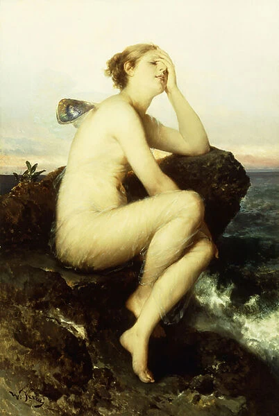 A Nymph by the Sea, (oil on canvas)