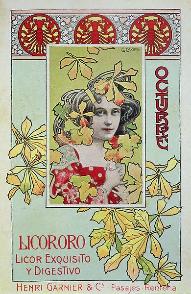 October, from a calendar for Henri Garnier & Co. 1902 (colour litho)