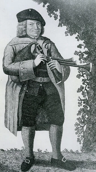 Old Geordie Sime, a Famous Piper in his Time, 1789 (engraving)