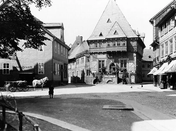 An old Hotel in the Town Square, Goslar, c. 1910 (b  /  w photo)