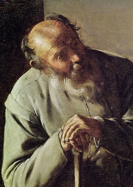 An Old Man, detail of the head, c. 1618-19 (oil on canvas)