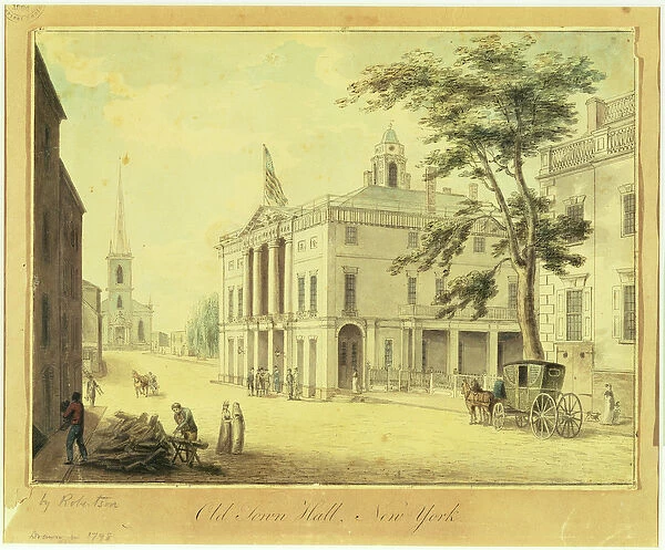 The Old Town Hall (Federal Hall) New York City, 1798 (graphite, w  /  c