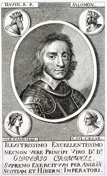 Oliver Cromwell, English Parliamentary politician and soldier, Lord Protector of the Commonwealth of England, Scotland and Ireland after the English Civil War (engraving)