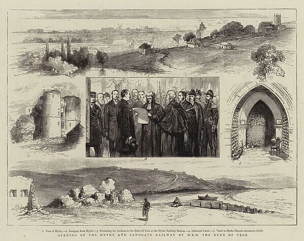 Opening of the Hythe and Sandgate Railway by HRH the Duke of Teck (engraving)