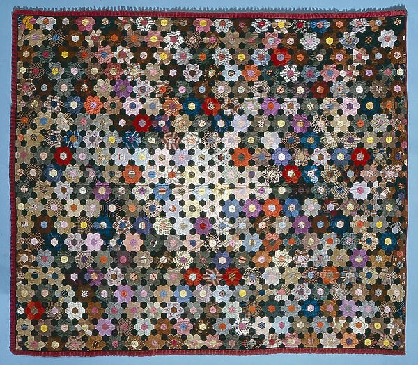 Optical flower puzzle quilt, 1854 (silk)