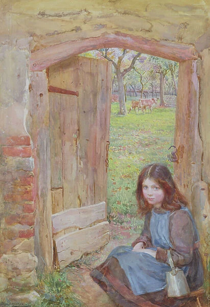 At the Orchard Gate, 1903 (w  /  c and bodycolour on paper)