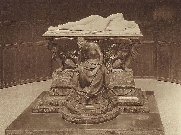 Oxford: University College, The Shelley Memorial, by Onslow Ford, 1893 (b / w photo)