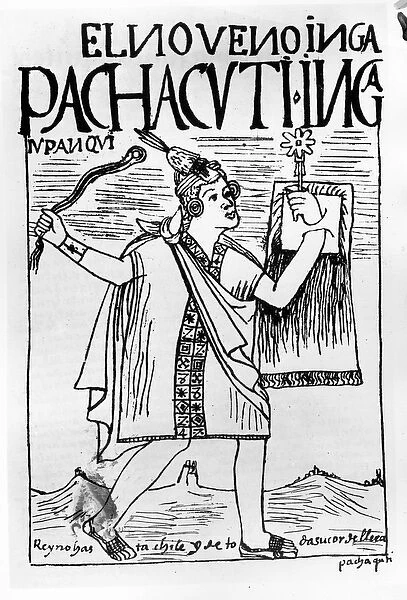 Pachacuti Inca, the ninth Sapa Inca (woodcut)