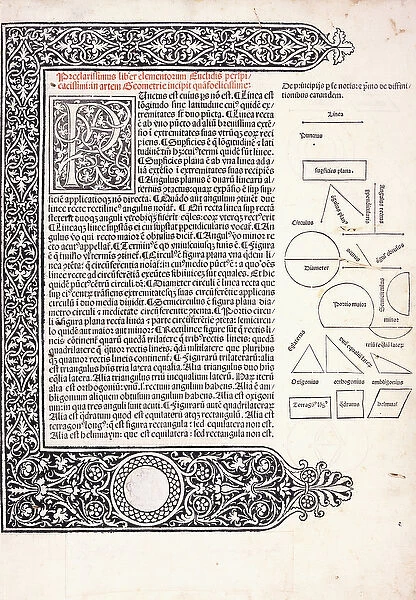 A page from Euclids Elementa Geometrica translated into Latin