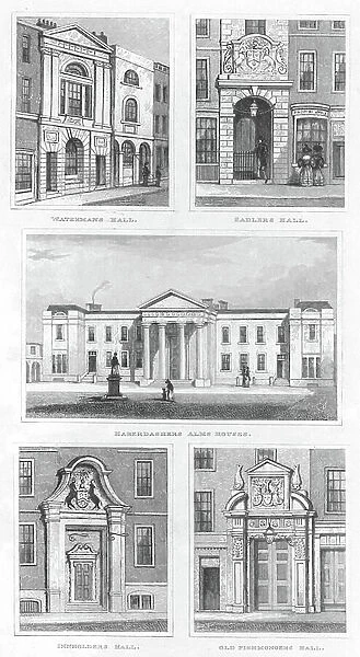 Page of London views, 1835 (engraving)