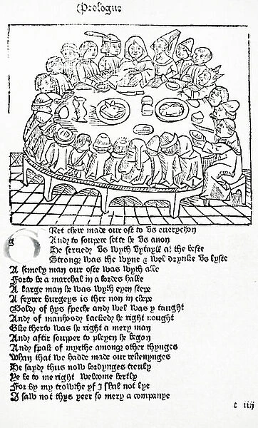 Page from William Caxton's edition of the prologue of Chaucer's The Canterbury Tales