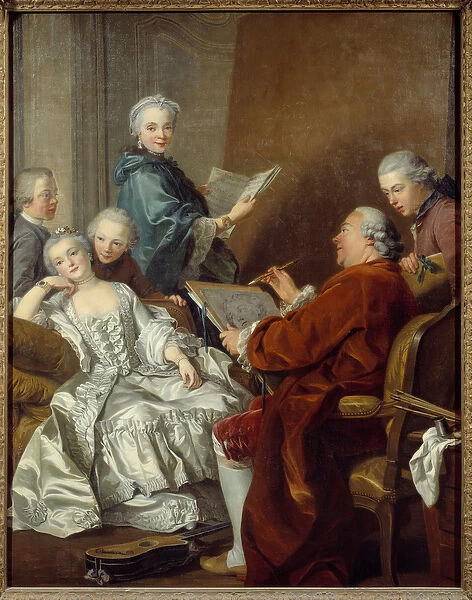 The painter Carle van Loo and his family Painting by Louis Michel van Loo (1707-1771