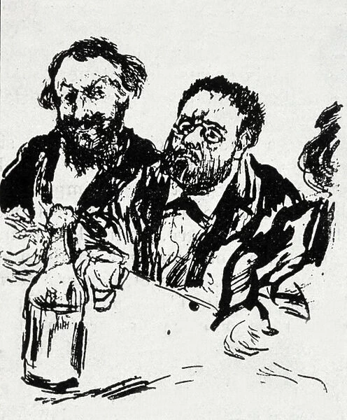 The painter Edouard Manet (1832-1883) and the writer Emile Zola (1840-1902
