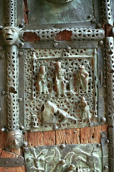 Panel from the right hand door of the portal, 12th century (bronze)