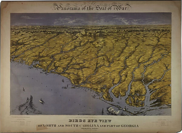 Panorama of the Seat of War: Birds Eye View Of North And South Carolina And Part Of