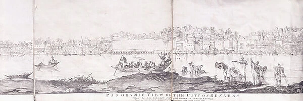 Panoramic View of the City of Benares, 1827 (litho)