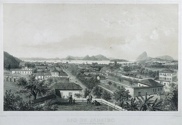 Nine panoramic views of Rio de Janeiro: Catette e entrada da Barra, 1862 (litho)