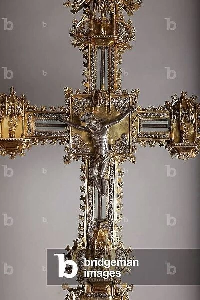 Parish museum. A procession crucifix. Detail. Centre. Silversmithing. 1440 - 1450