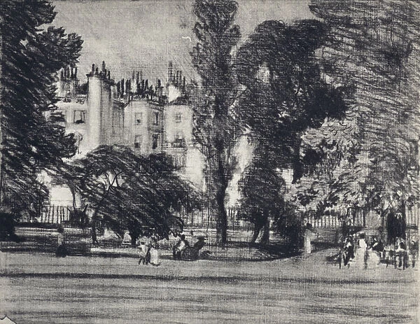 Park Lane, from the Park (litho)