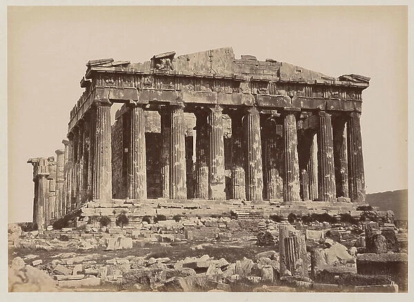The Parthenon (447 BC) on the acropolis of Athenes (Greece) - Photography attributed to Athanasiou Konstantinos (1845-1898)