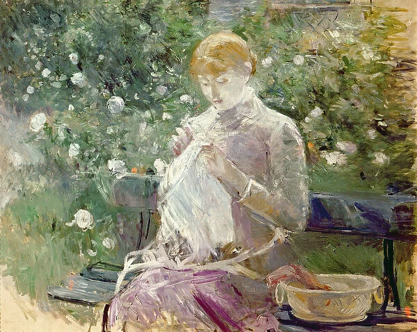 Pasie sewing in Bougivals Garden, 1881 (oil on canvas)