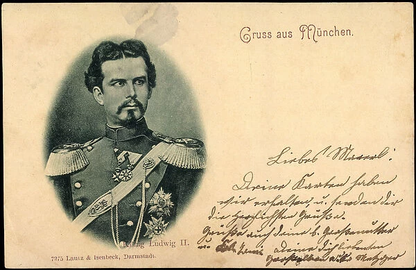 Passepartout Ak Konig Ludwig II von Bayern, Uniform, Order (b  /  w photo)