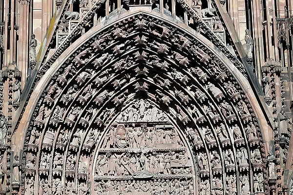 The passion of Jesus Christ. Tympanum of the Strasbourg cathedral (relief)