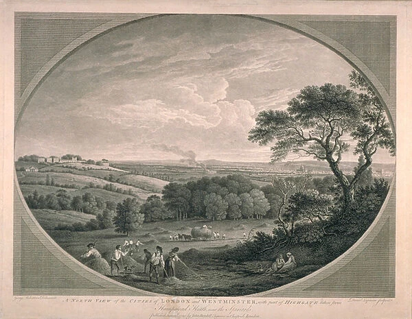 Pastoral View of Cities of Westminster with part of Highgate, 1780 (litho)