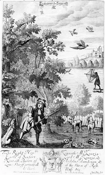 Pearching the Pheasant, from The Gentlemans Recreation published by Richard Blome