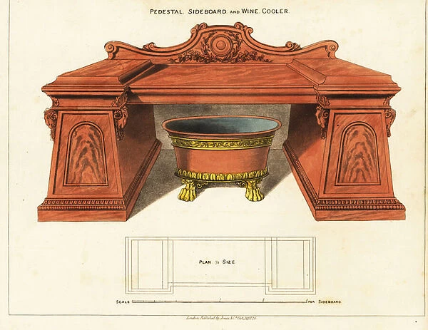 Pedestal, sideboard and wine cooler, Regency style