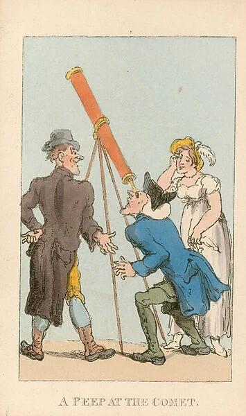Peep at the comet (coloured engraving)