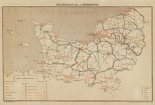Pelerinages De La Normandie (colour litho)