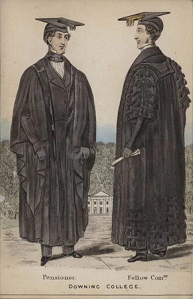 Pensioner, Fellow Commoner, Downing College (coloured engraving)
