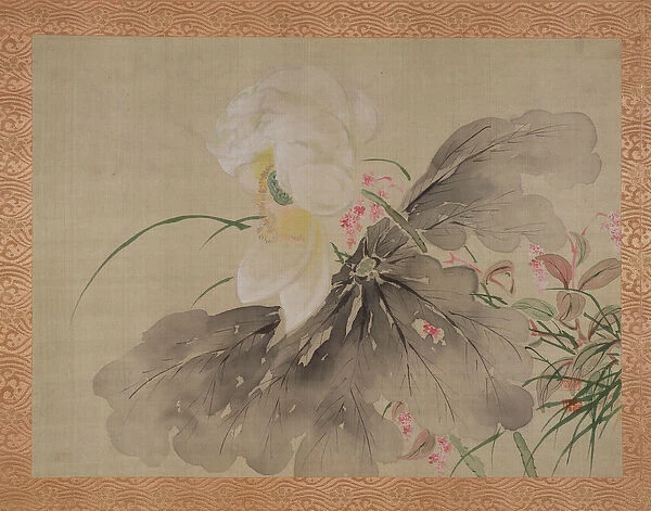 Peony Tree and Japanese Crab Apple Tree with blossom, 1851 (watercolour on silk)
