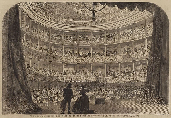 Performance before Her Majesty in the Theatre of the Palace of St Cloud (engraving)