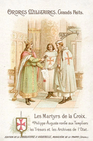 Philip Augustus rewarding the Knights Templar (chromolitho)