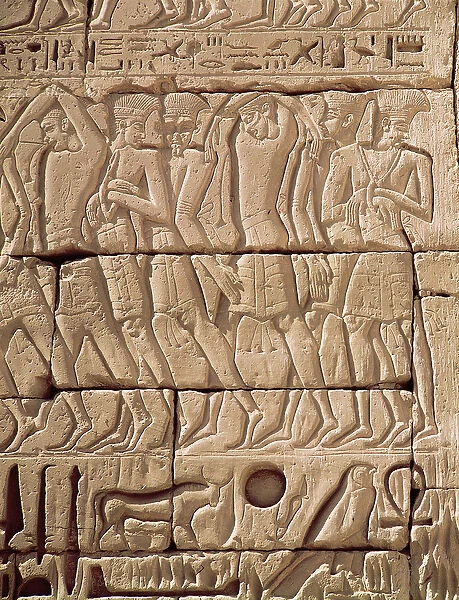 Philistine prisoners being led away, from the Temple of Ramesses III (c
