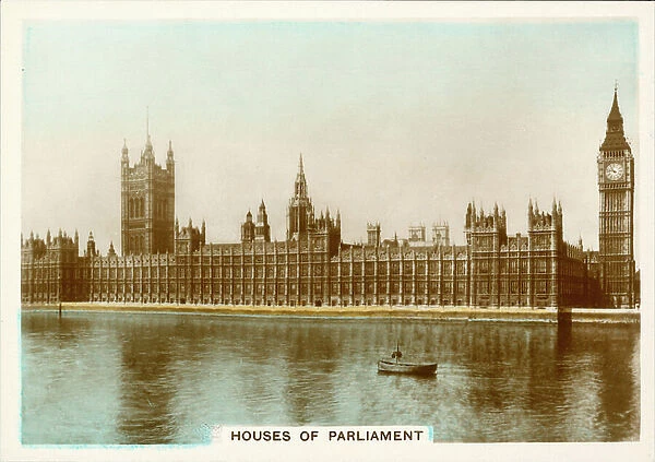 Photocard, 1930s: Houses of Parliament (coloured photo)