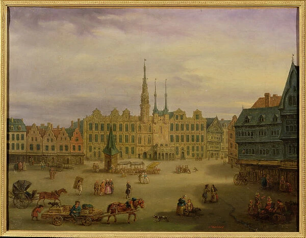 Place de L Hotel de Ville, Cambrai, c. 1780 (oil on canvas)