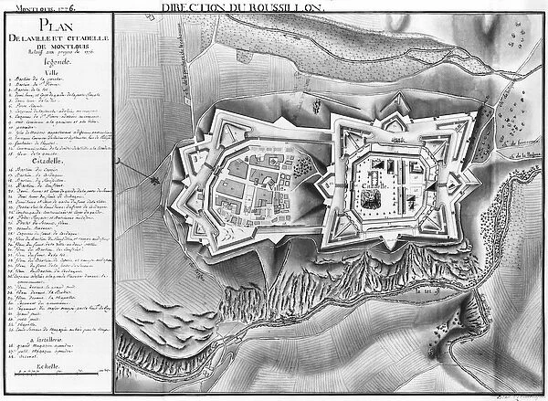 Plan and map of the town and citadel of Mont-Louis, 1776 (pencil & w  /  c on paper)