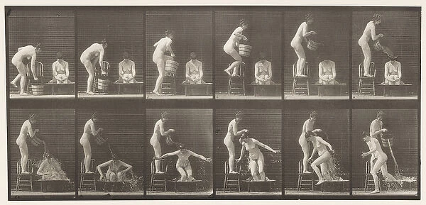 Plate 406. Two Models, 8 Pouring Bucket of Water Over 1, 1872-85 (collotype on paper)