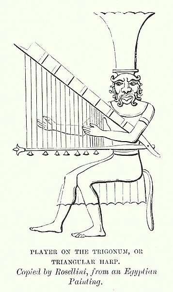 Player on the trigonum, or triangular harp (engraving)