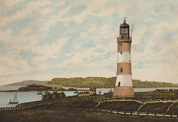 Plymouth: Smeaton Lighthouse on the Hoe (colour litho)