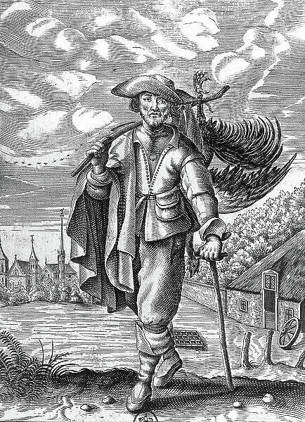 Poacher at time of French king LouisXIV (1643-1715), engraving