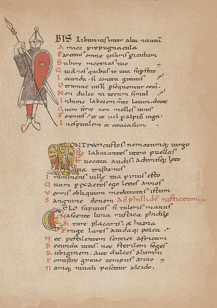 The poetry of Horace in a 12th Century French manuscript (colour litho)