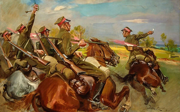Polish Cavalry Charging (oil on canvas)